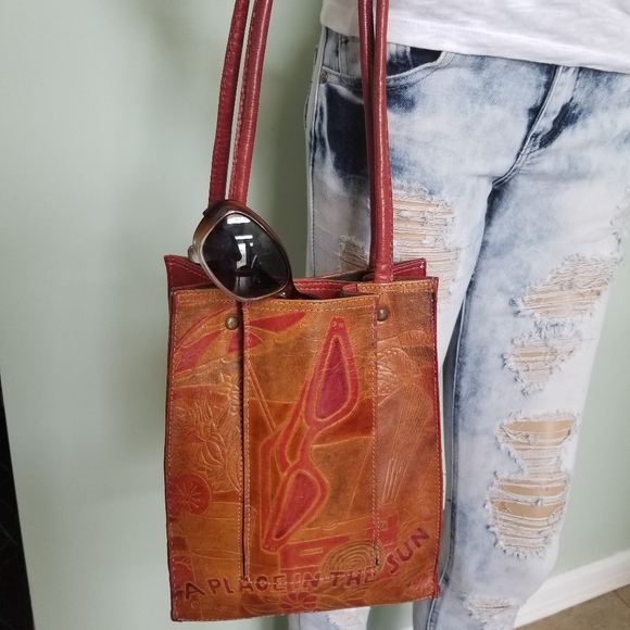 leather beach bag